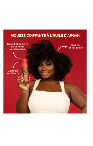 Mousse coiffante - Huile d'argan du Maroc - Cheveux naturels ou défrisés - 200 ml