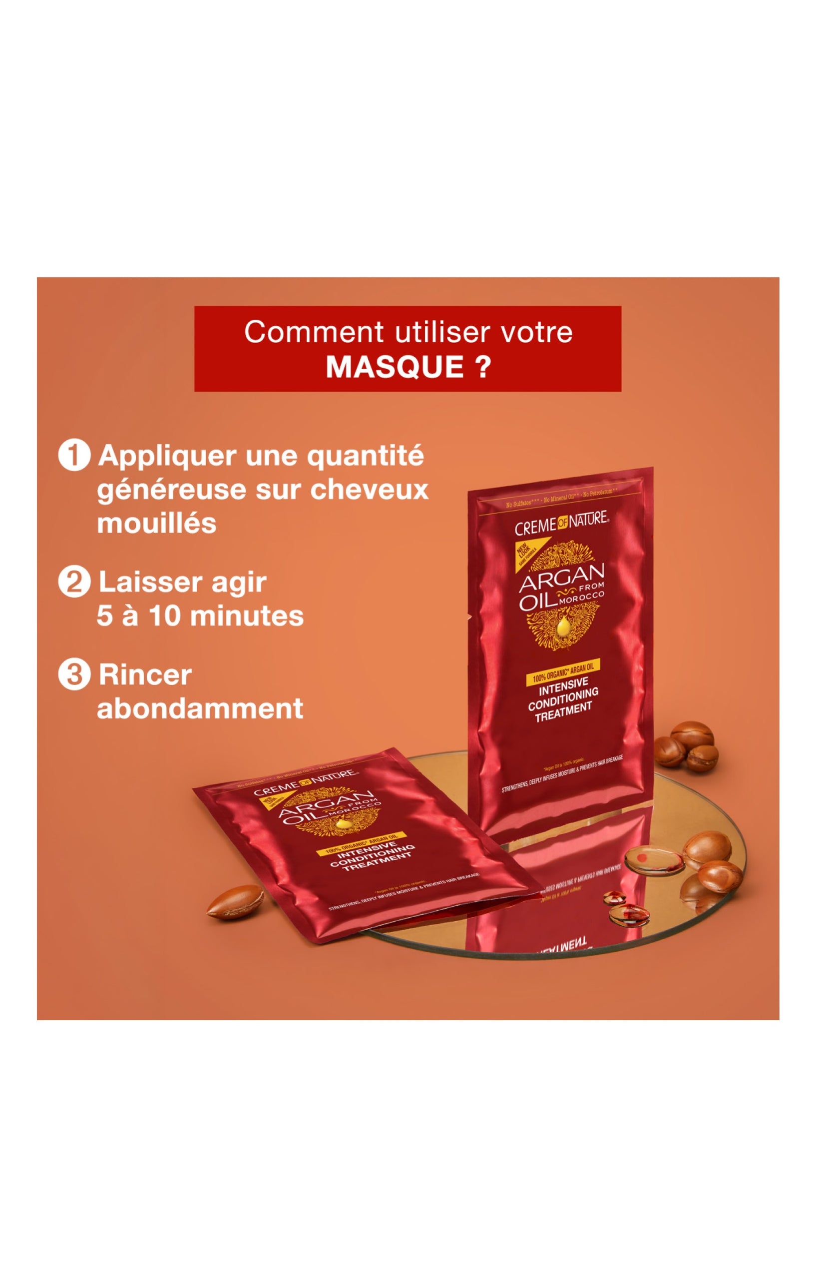 Masque hydratant - Huile d'argan - Usage unique - 50 ml