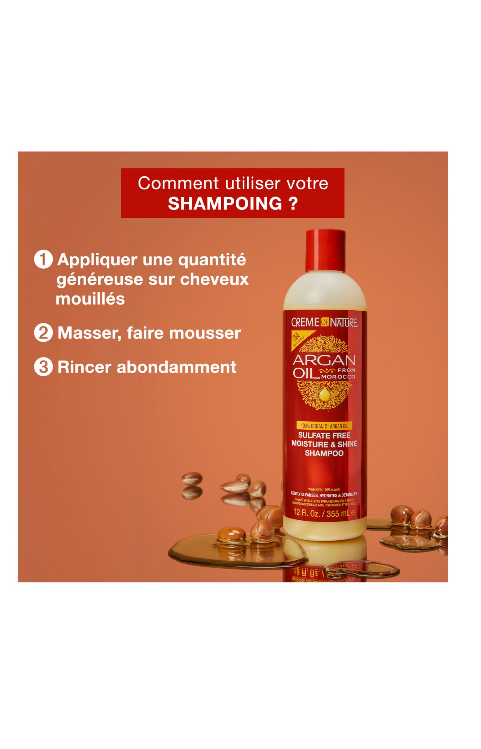 Shampoing hydratant - Huile d'argan du Maroc - 350 ml