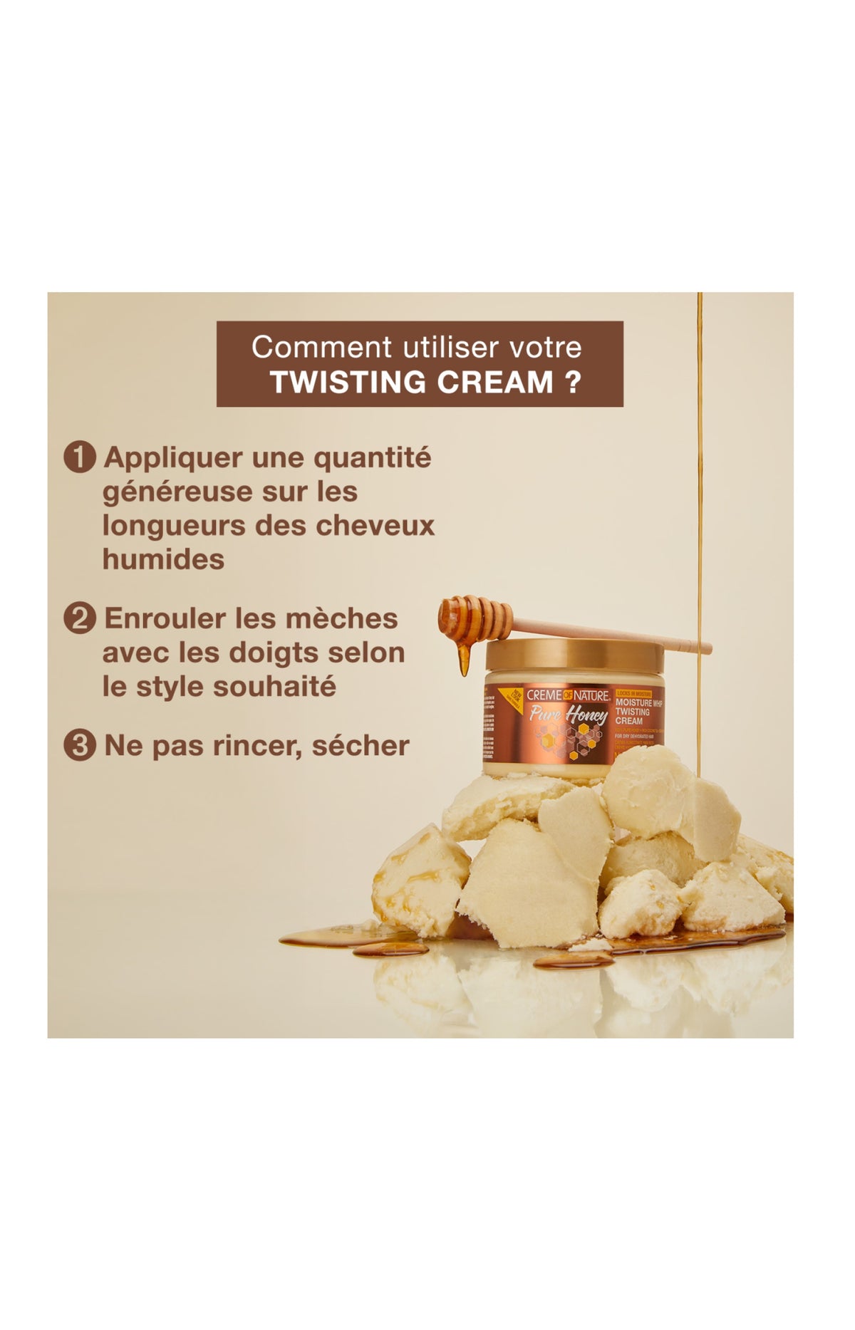 Crème coiffante twist - Miel - Cheveux secs ou déshydratés - 340 ml