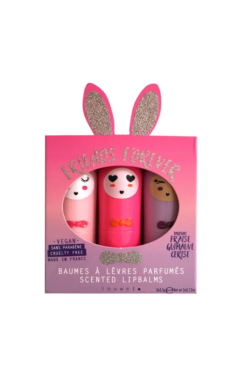 Coffret de baumes à lèvres - Friends forever glitter fuchsia - Cerise, guimauve & fraise