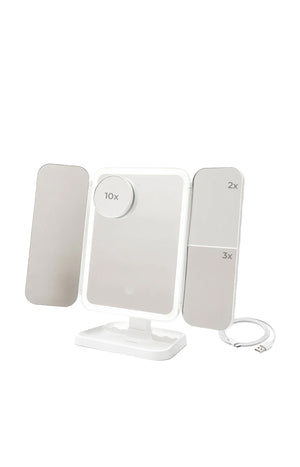 Miroir de Maquillage - Triptique LED -  Rechargeable