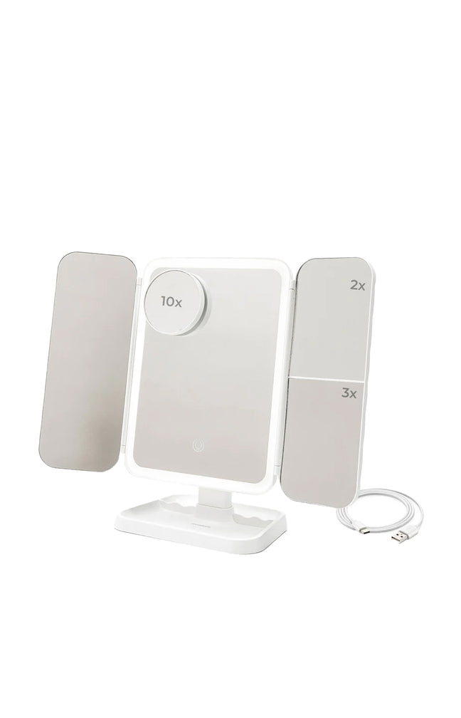 Miroir de Maquillage - Triptique LED -  Rechargeable