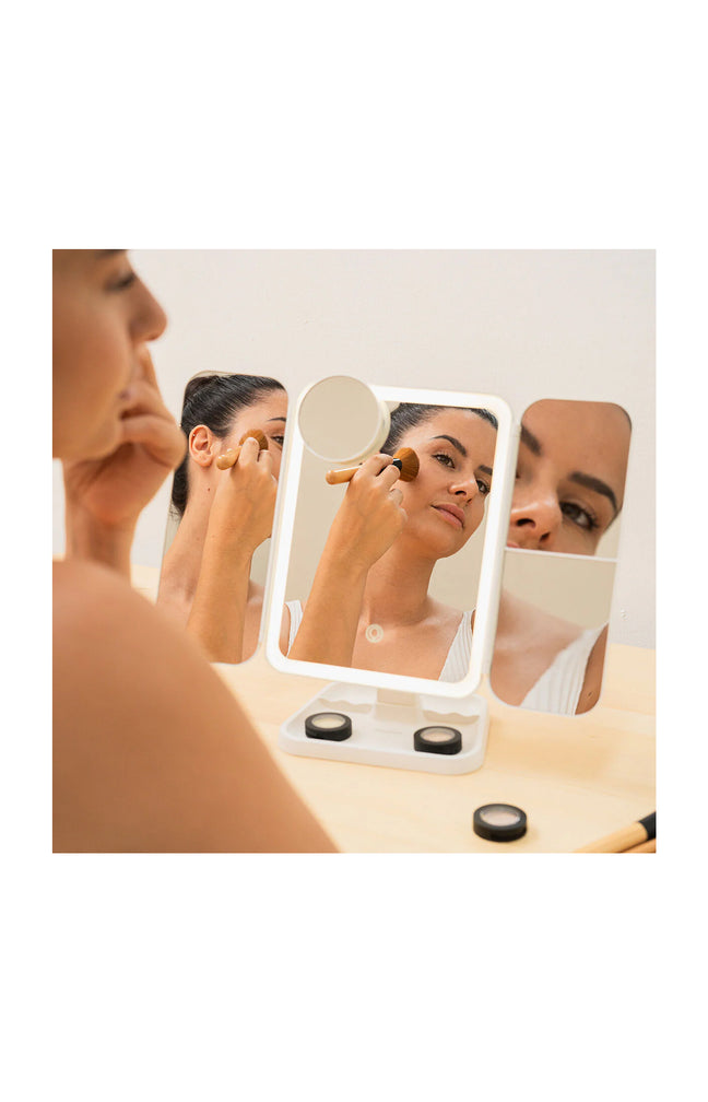 Miroir de Maquillage - Triptique LED -  Rechargeable