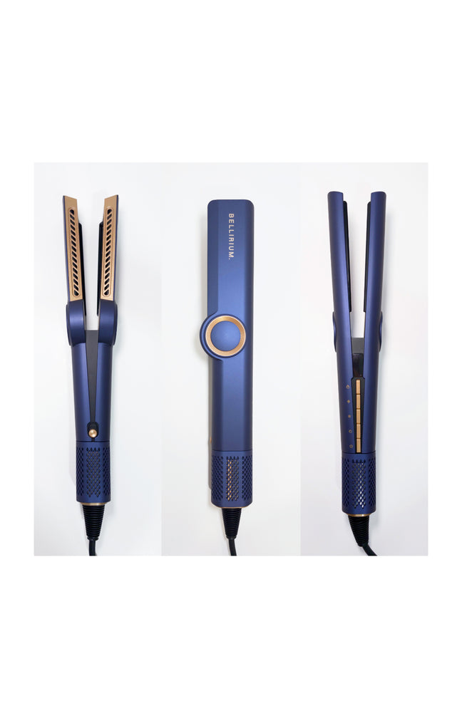 Sèche-cheveux & lisseur 2-en-1 - Zafira Aerostrait - Bleu