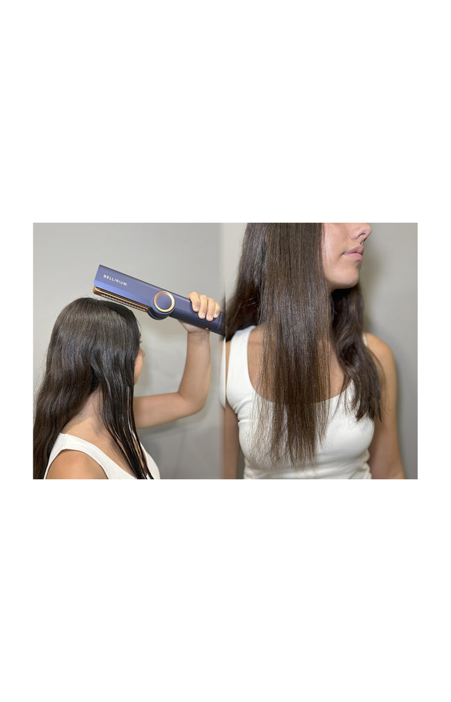 Sèche-cheveux & lisseur 2-en-1 - Zafira Aerostrait - Bleu