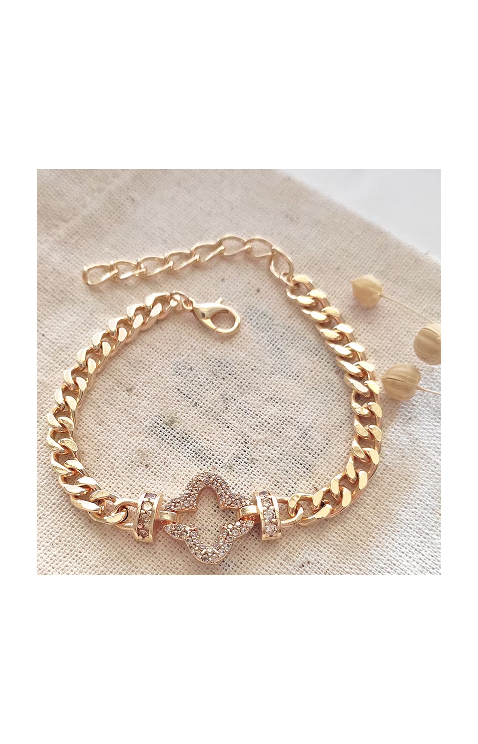 Bracelets trèfle - Laiton plaqué or & zirconium