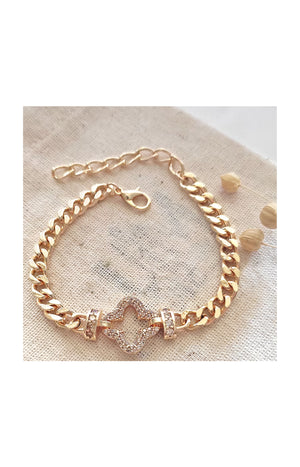 Bracelets trèfle - Laiton plaqué or & zirconium