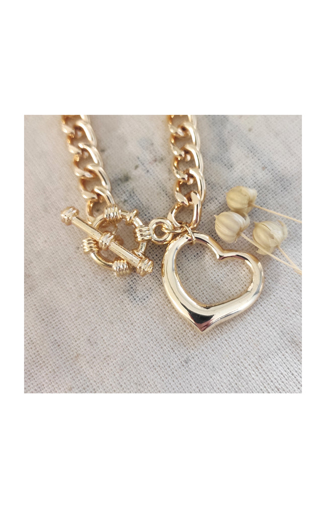 Bracelet avec pendentif cœur - Laiton plaqué or