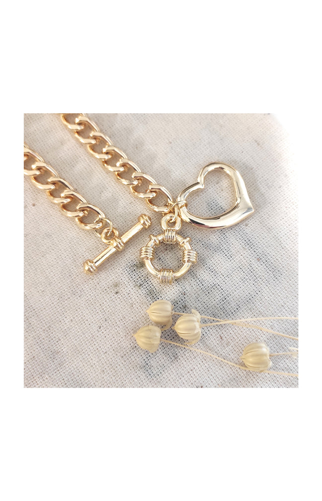 Bracelet avec pendentif cœur - Laiton plaqué or