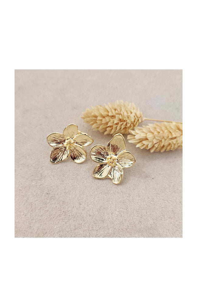 Boucles d’oreilles marguerite - Laiton plaqué or