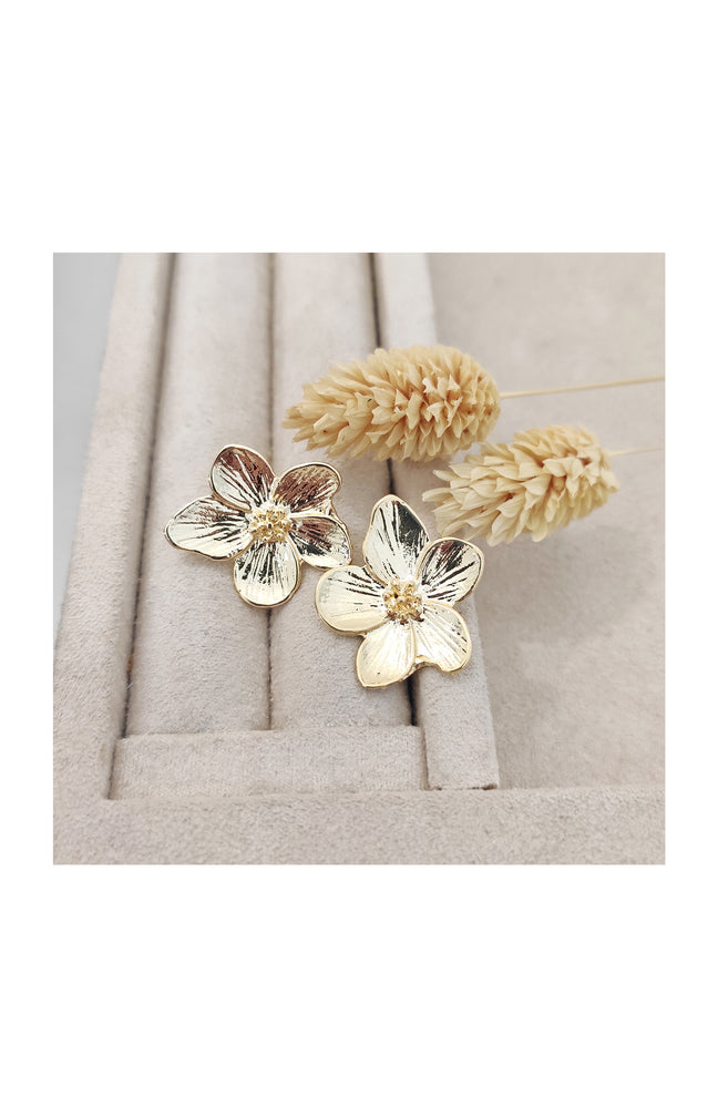 Boucles d’oreilles marguerite - Laiton plaqué or