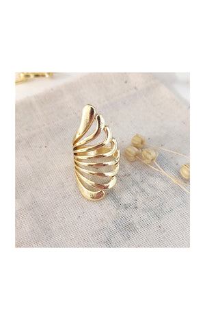 Bague vagues ajustable - Laiton plaqué or