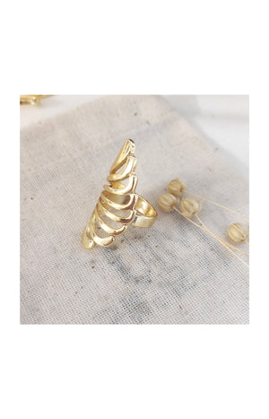 Bague vagues ajustable - Laiton plaqué or
