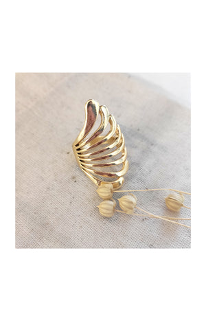 Bague vagues ajustable - Laiton plaqué or