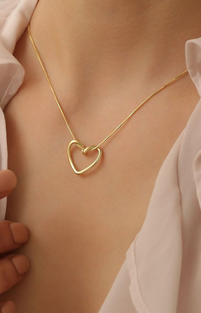 Collier pendentif cœur - Laiton plaqué or