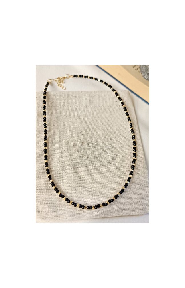 Collier - Laiton plaqué or & perles Miyuki - Noir