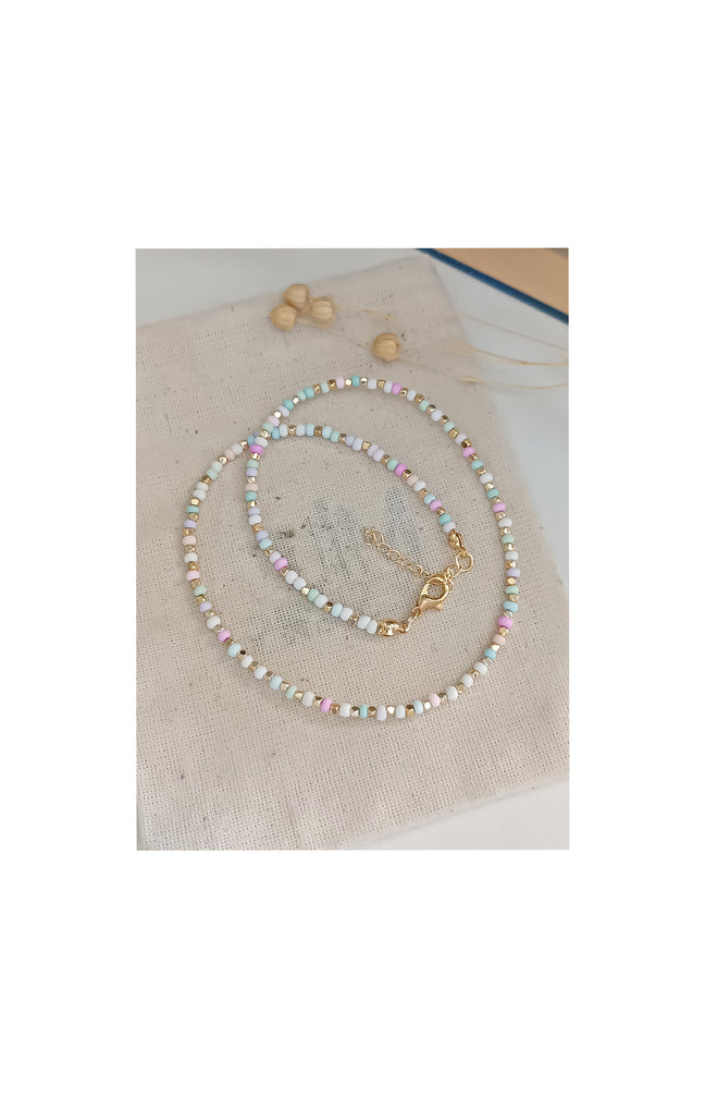 Collier - Laiton plaqué or & perles Miyuki - Multicolore pastels