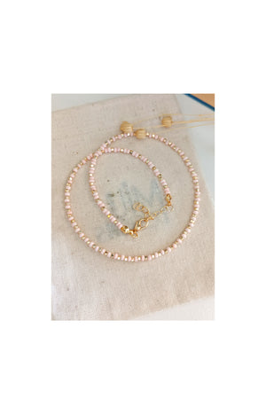 Collier - Laiton plaqué or & perles Miyuki - Rose pastel