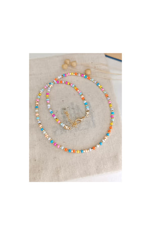 Collier - Laiton plaqué or & perles Miyuki - Multicolore