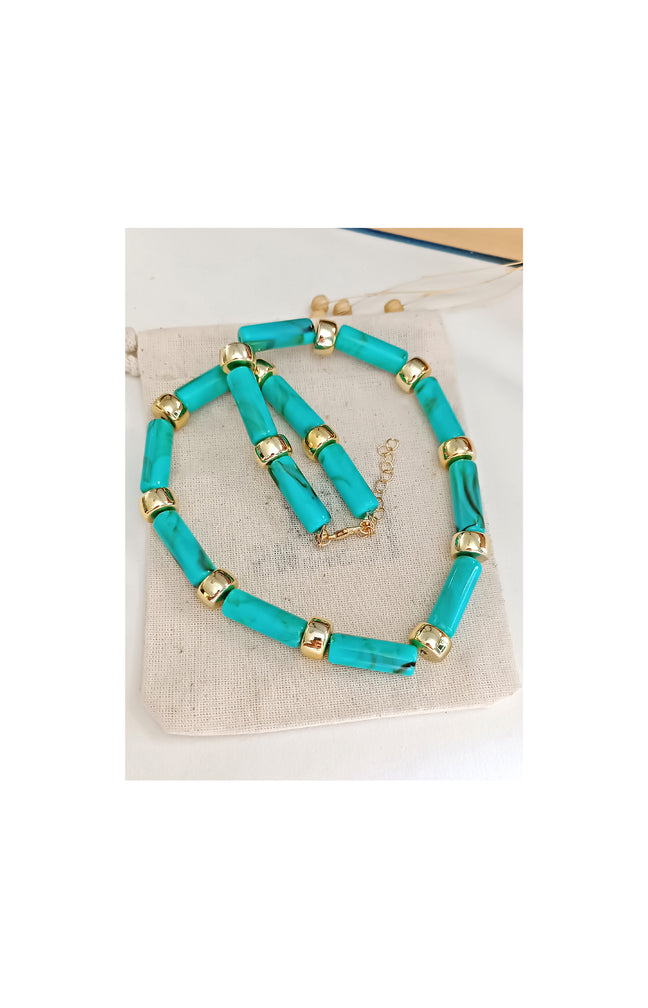 Collier – Laiton plaqué or & chaîne effet résine