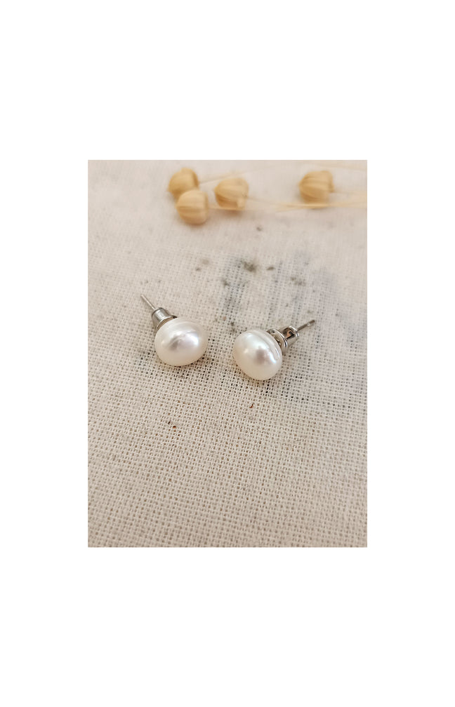 Boucles d’oreilles - Laiton argent & perles véritables