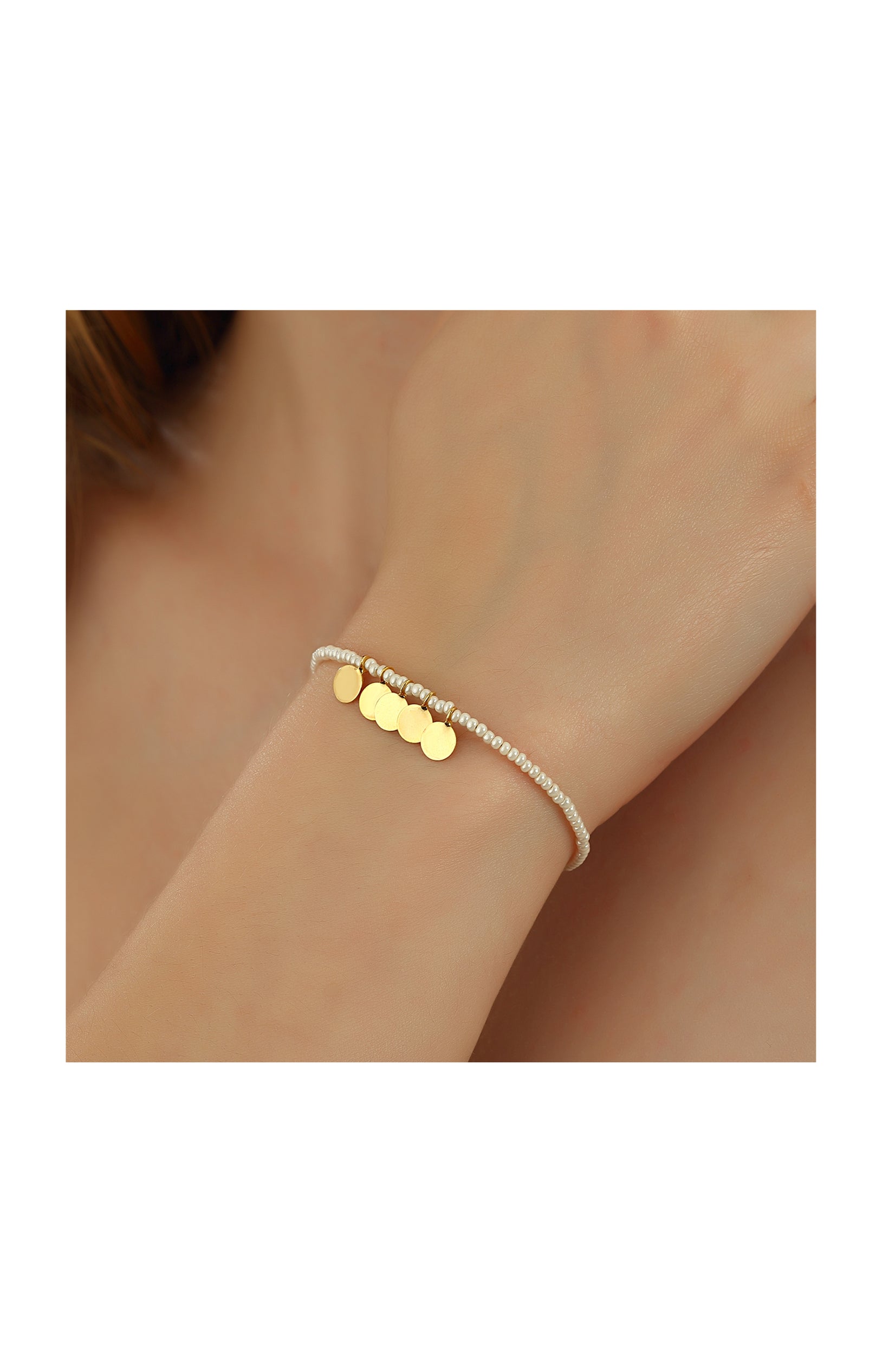 Bracelet - Perles colorées & plaqué or 14 K