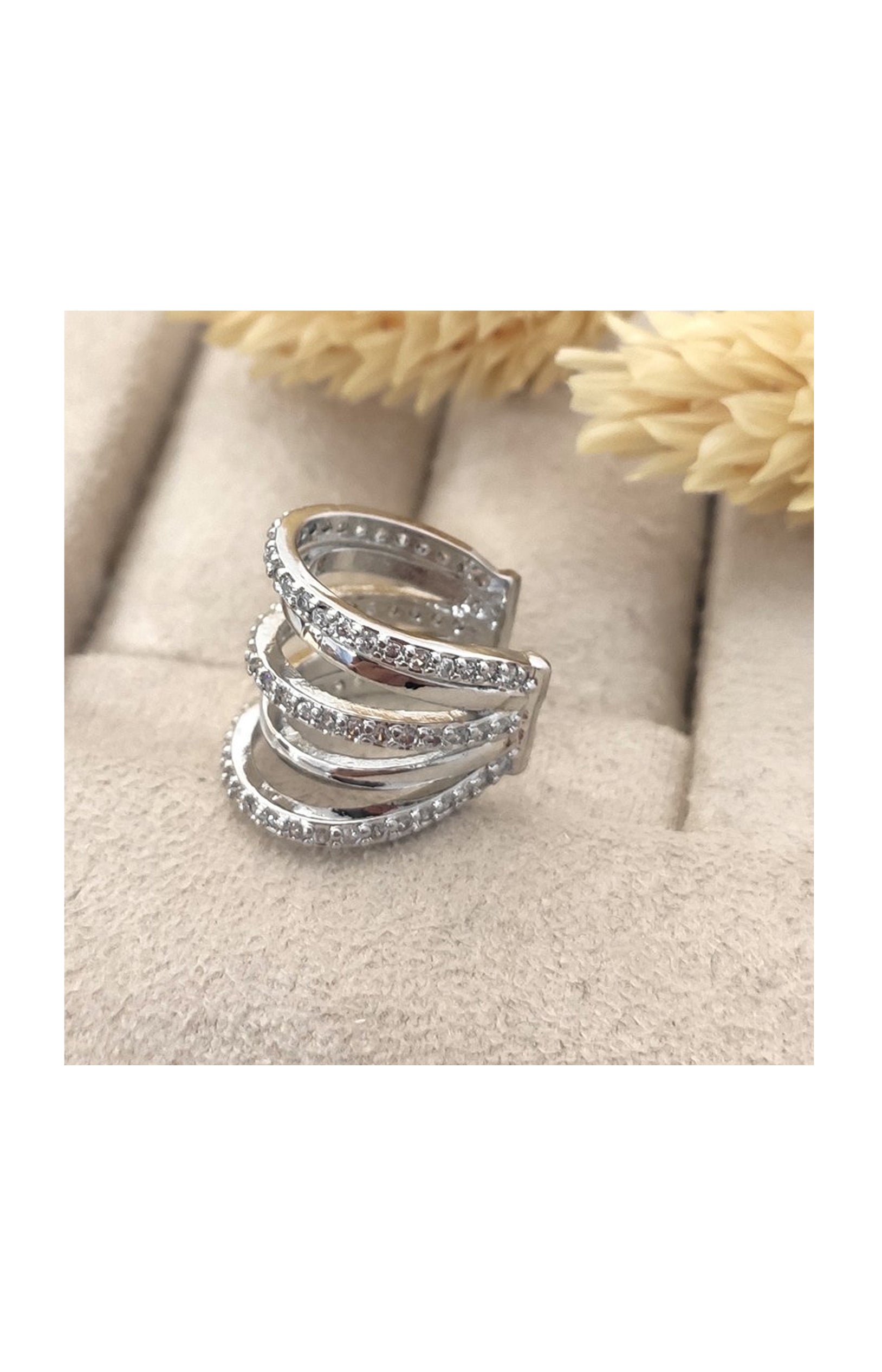 Earcuff argenté - Zircons