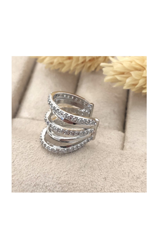 Earcuff argenté - Zircons