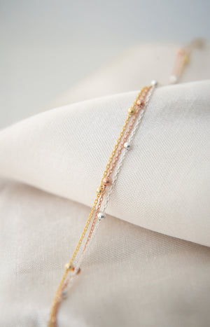 Bracelet de chevilles - Argent 925 plaqué or jaune, blanc & rose