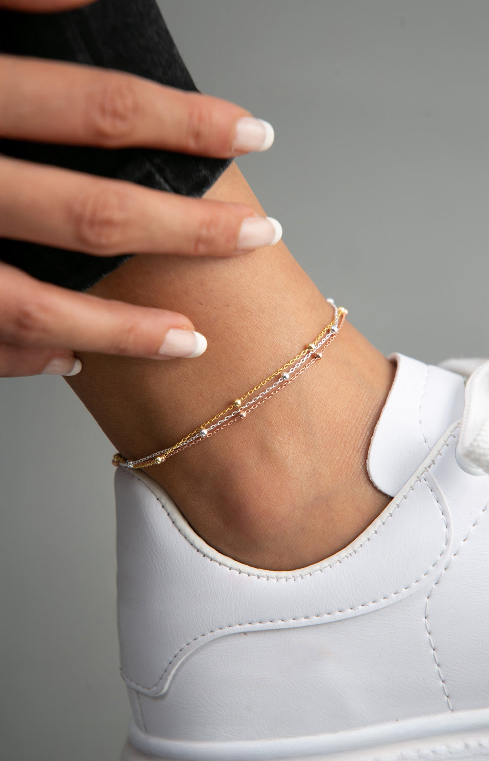 Bracelet de chevilles - Argent 925 plaqué or jaune, blanc & rose