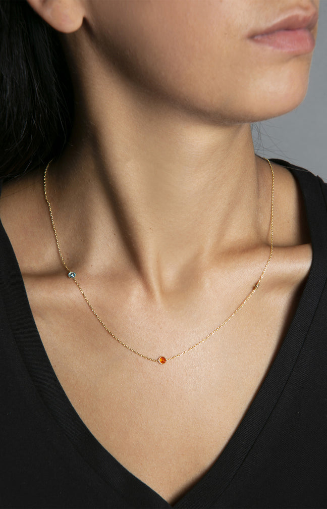 Collier - Argent 925 plaqué or & zircons colorés