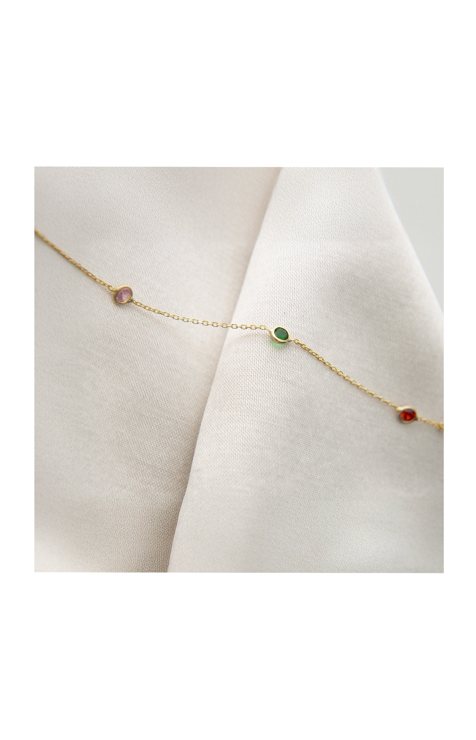 Collier - Argent 925 plaqué or & zircons colorés