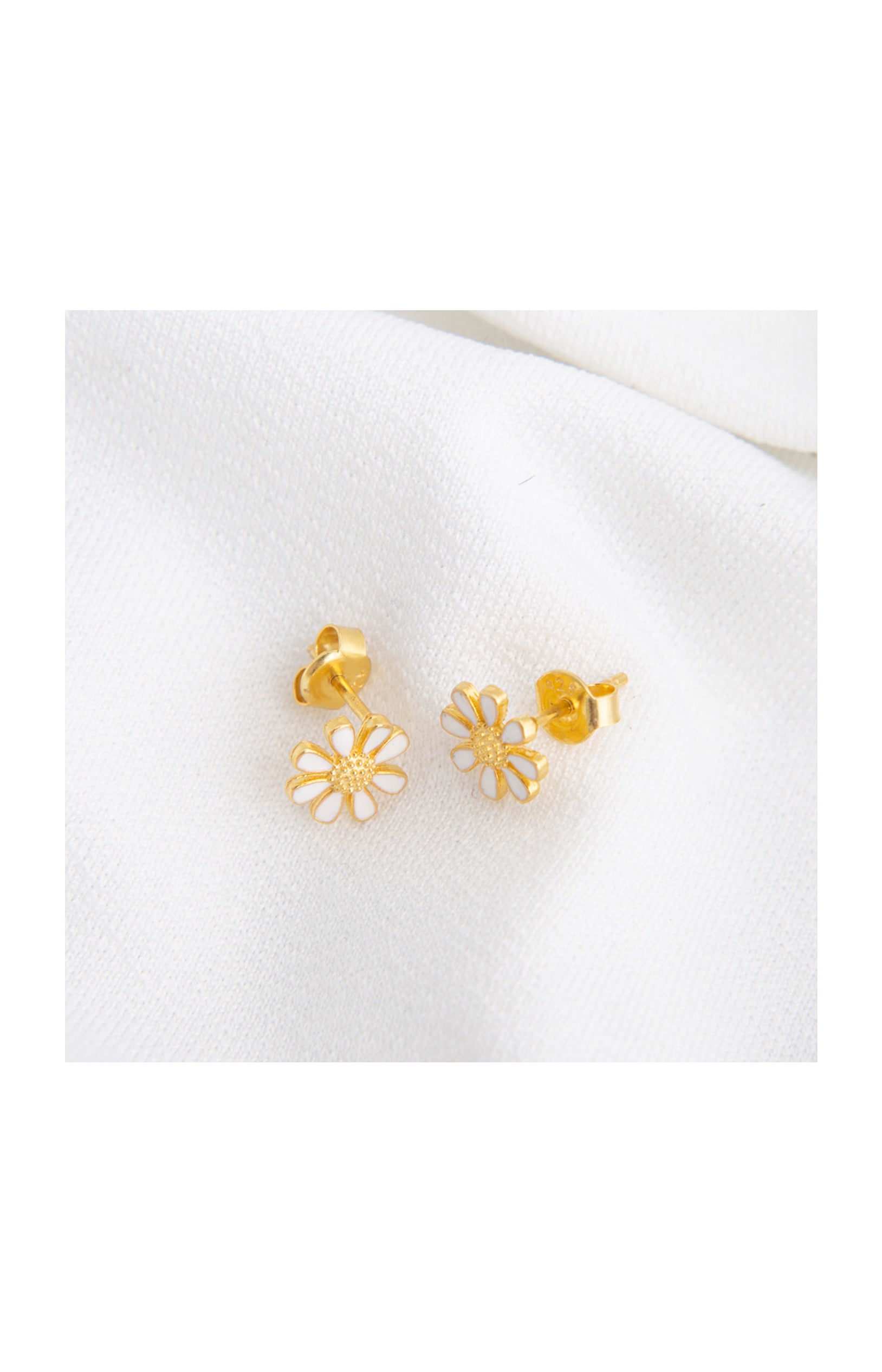 Boucles d’oreilles marguerite dorée - Argent 925 plaqué or