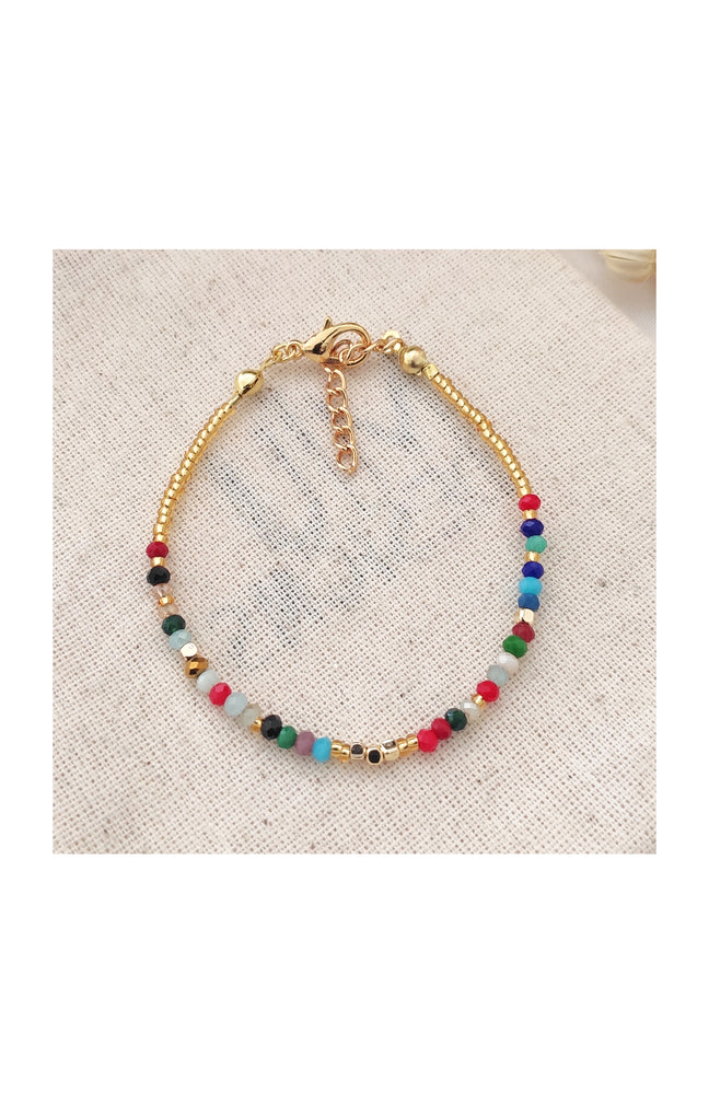 Bracelet - Miyuki perlé – Laiton plaqué or - Blanc