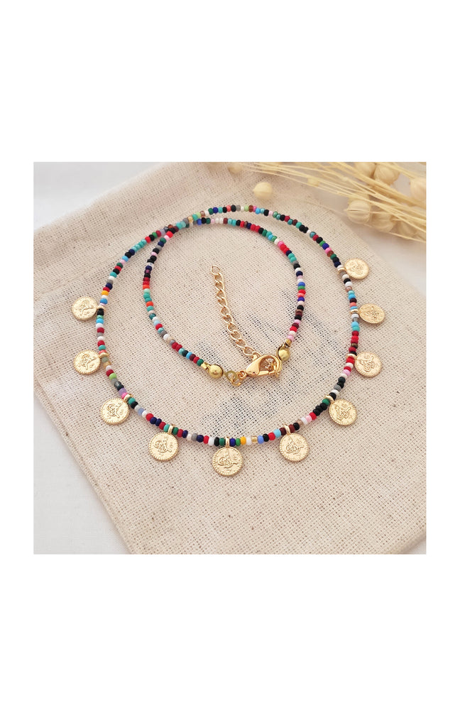 Collier - Perles & laiton plaqué or 14 K