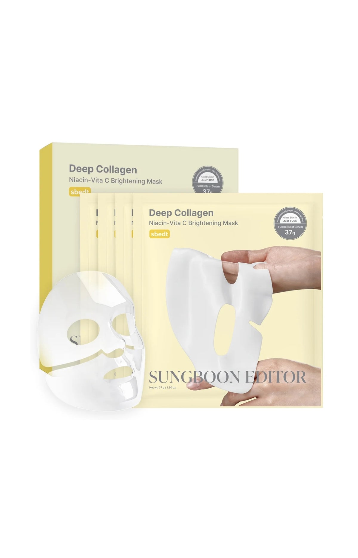 Masques éclats - Collagène, niacinamide & vitamine C - Visage - 4 x 37 g