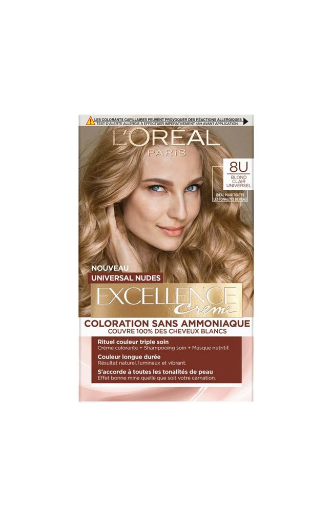 Colorations permanentes - Excellence crème - 8U Blond clair universel x2