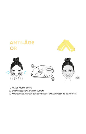 Masque anti-âge 100% bio cellulose - Extraits d'or - Visage - 30 ml