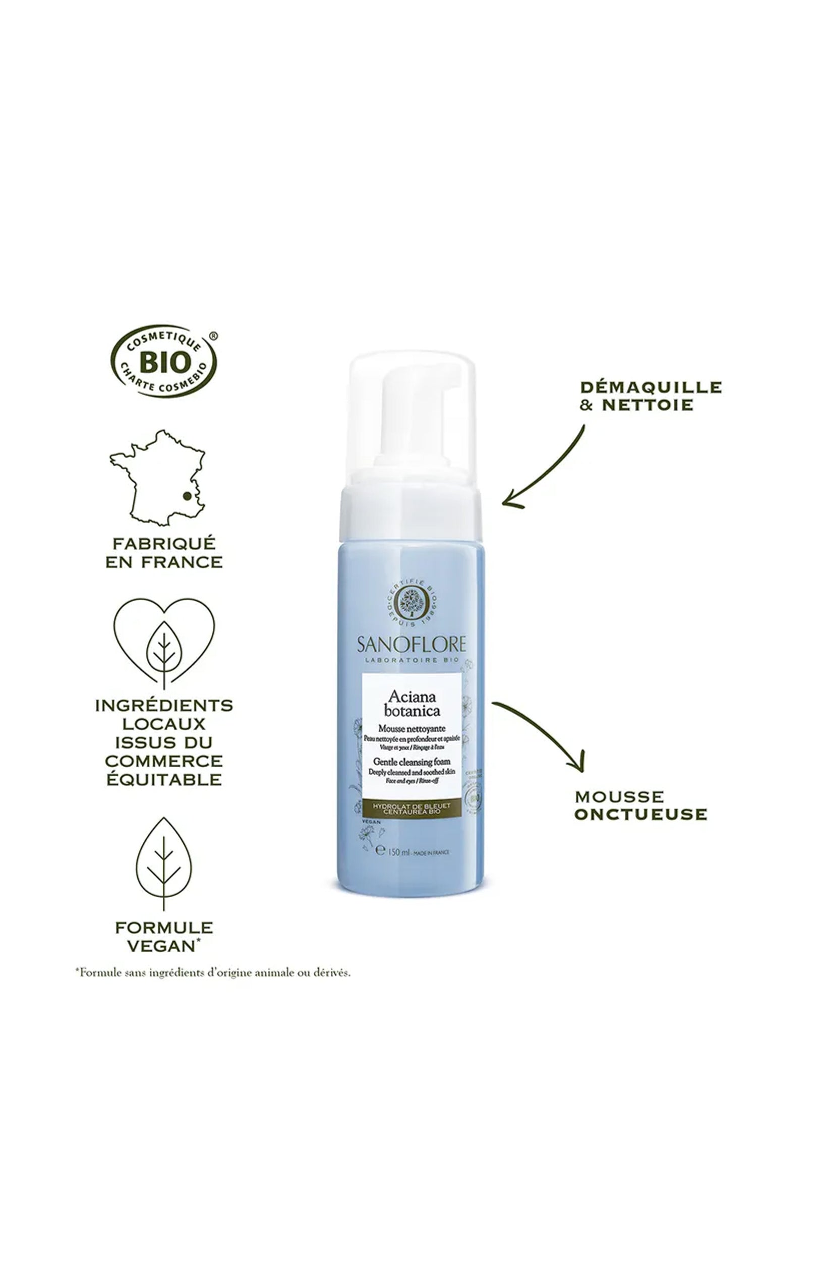Mousse nettoyante visage et yeux bio - Aciana Botanica - 2x150 ml