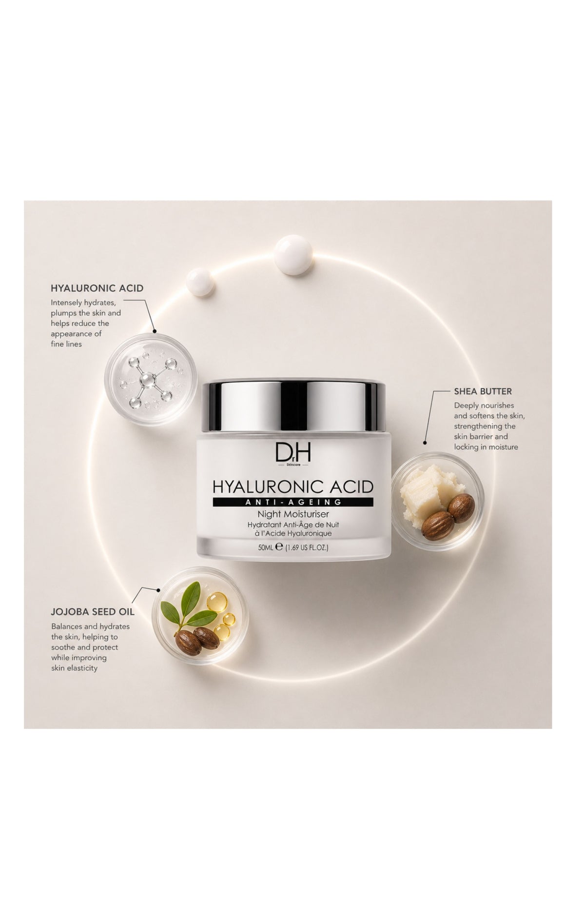 Crème de nuit anti-âge - Acide hyaluronique