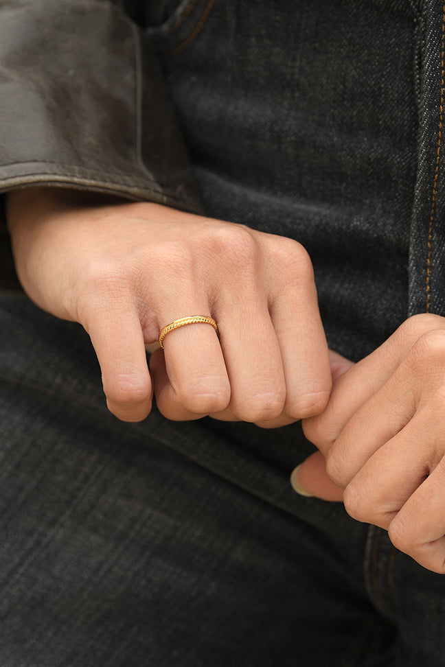 Bague ajustable Violaine - Acier inoxydable - Doré