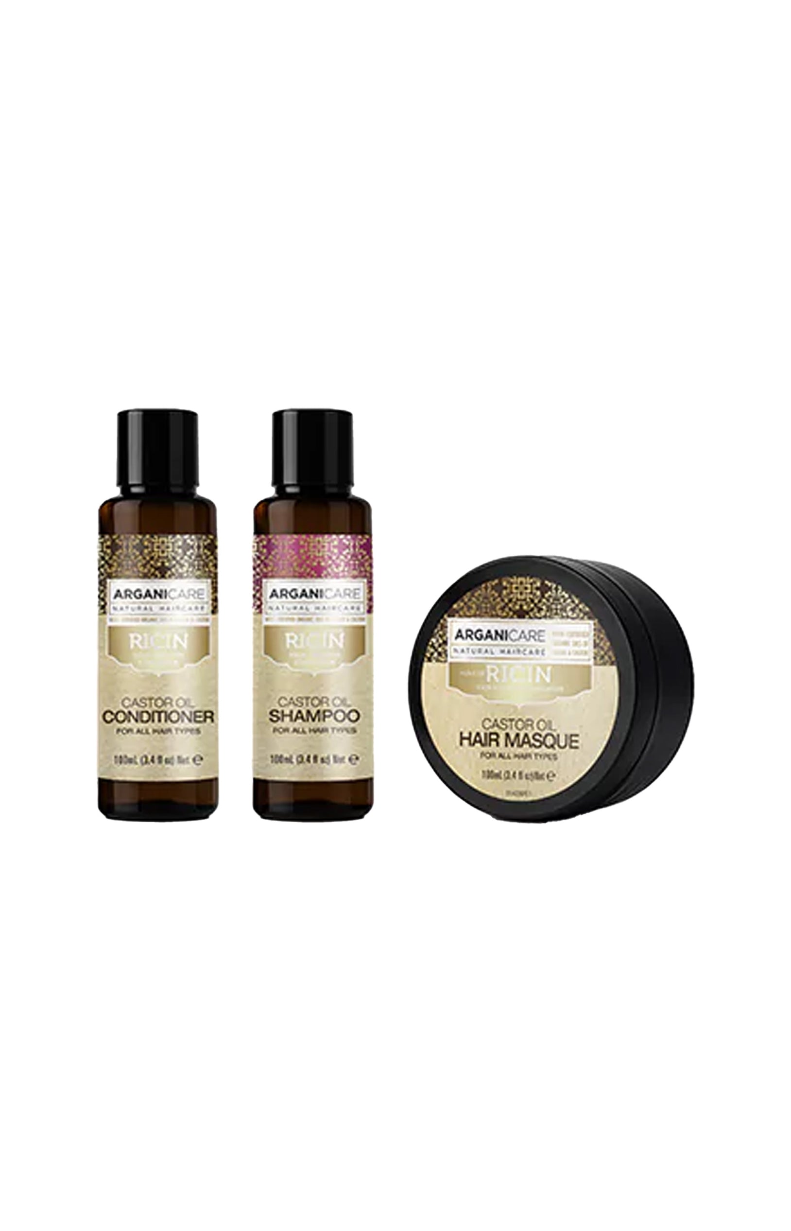Routine format voyage -  Huile de ricin bio - Cheveux - 3 produits