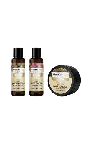 Routine format voyage -  Huile de ricin bio - Cheveux - 3 produits