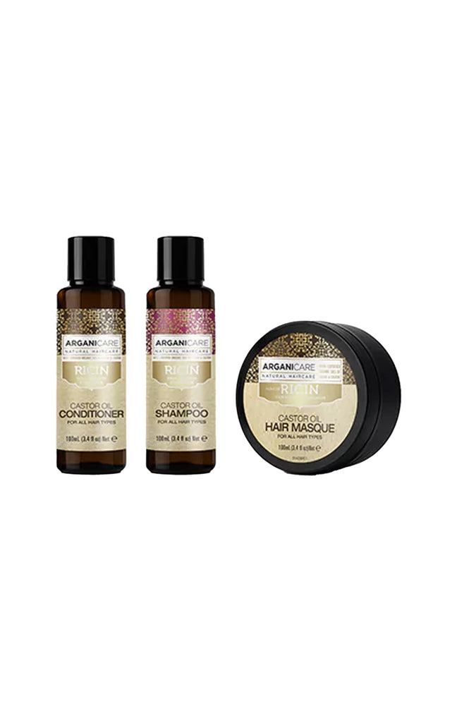 Routine format voyage -  Huile de ricin bio - Cheveux - 3 produits