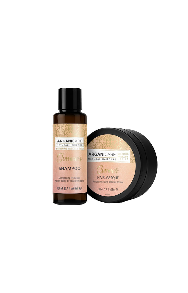 Routine format voyage après-soleil - Huile de monoï - Shampoing & masque - 2 produits