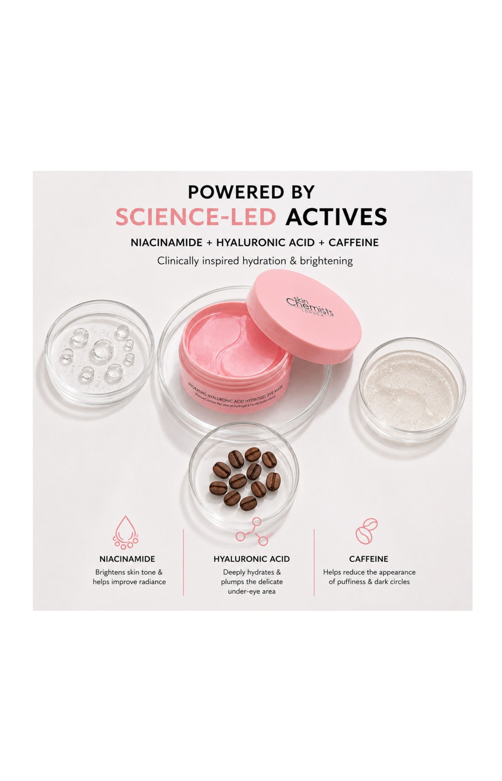 Masque yeux hydrogel hydratant à l'acide hyaluronique (20 paires)