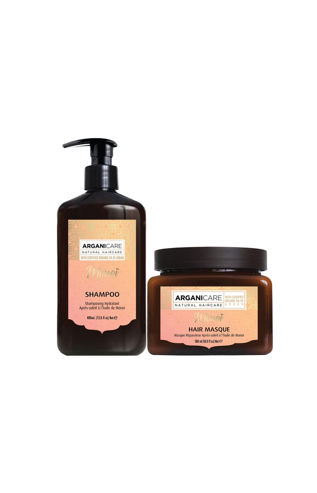 Shampoing & masque hydratant - Huile de monoi - Cheveux fragilisés - 2 produits