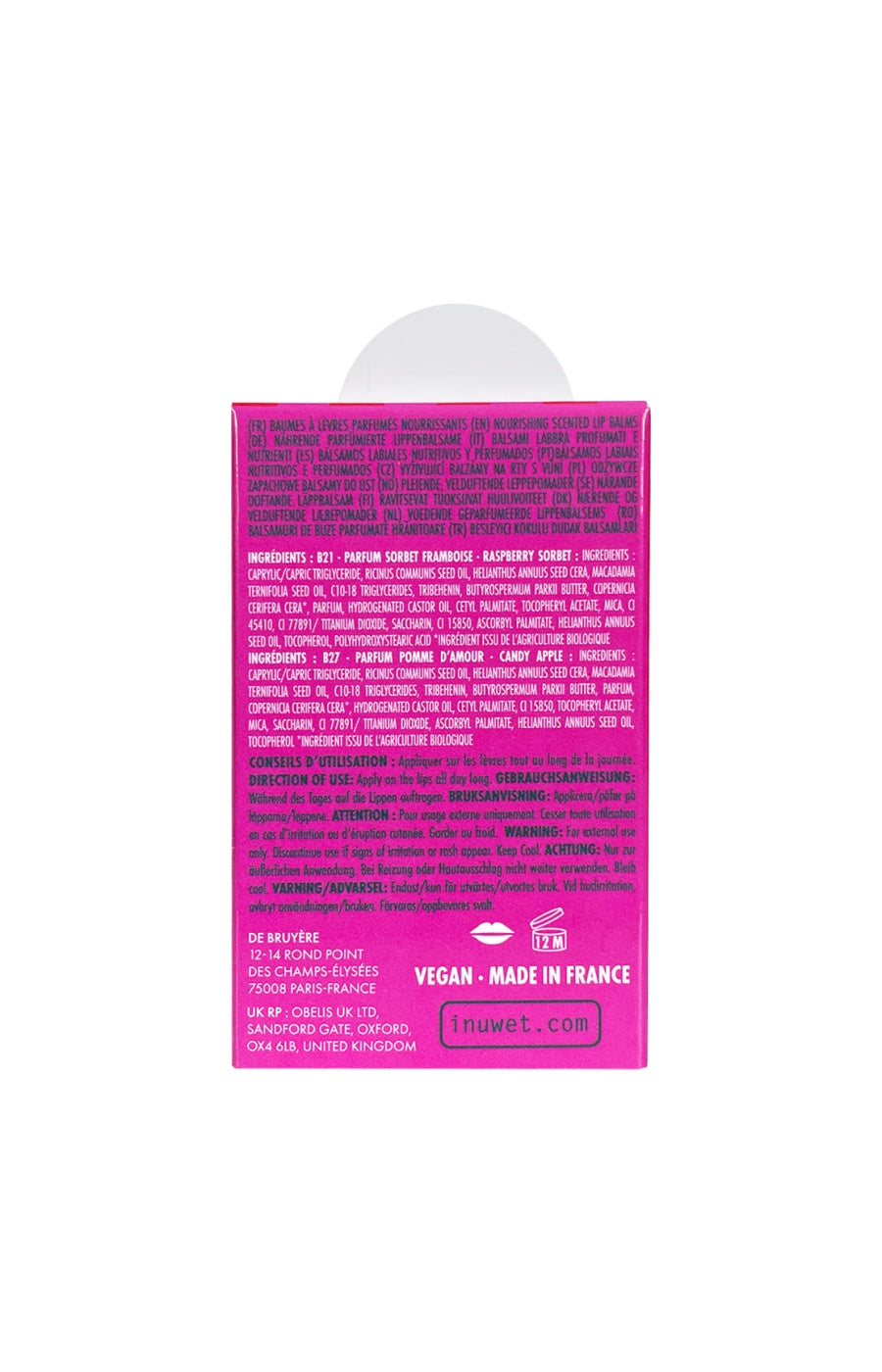 Coffret de baumes à lèvres - Couture metal - Framboise & pomme d'amour
