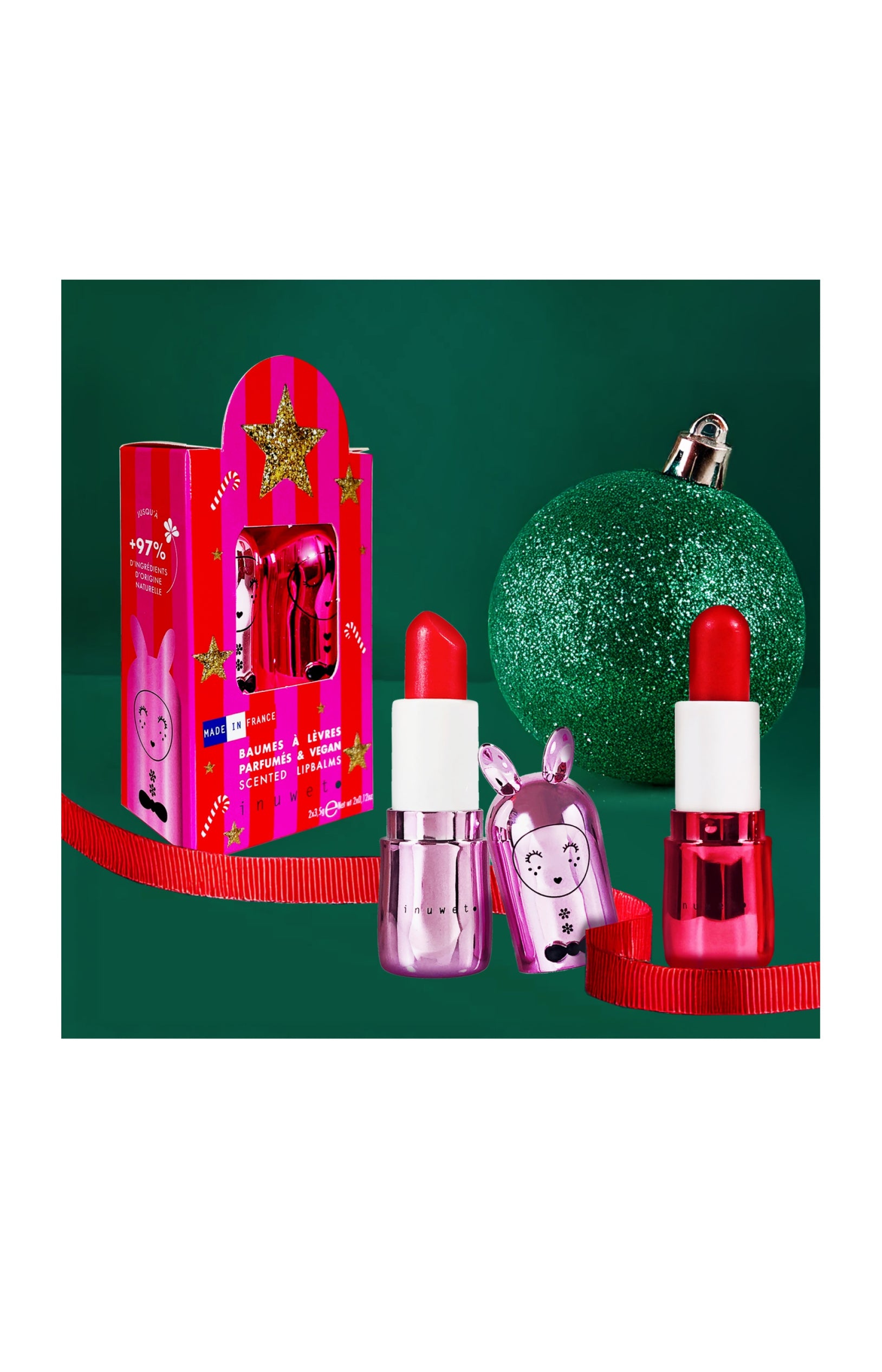 Coffret de baumes à lèvres - Couture metal - Framboise & pomme d'amour